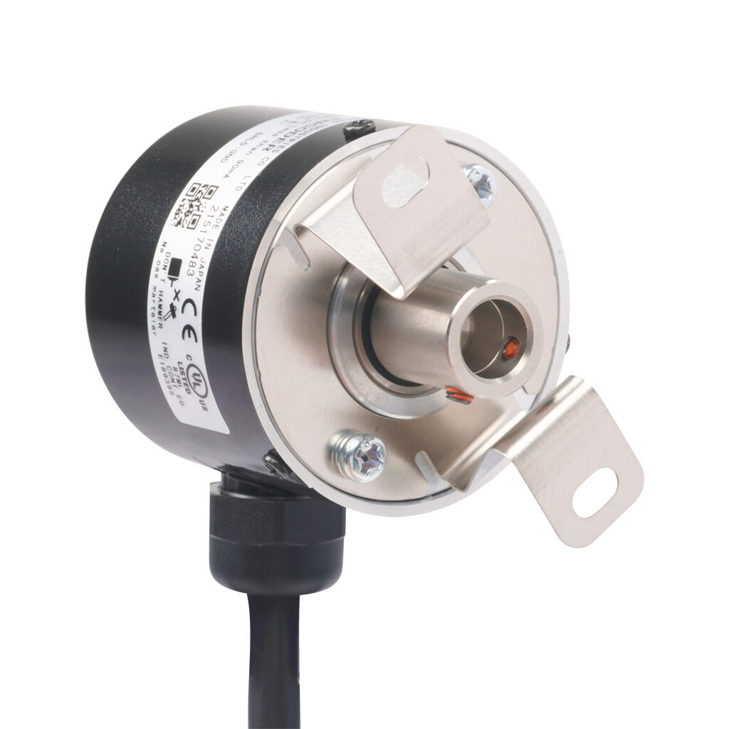 TRD-SHR2500VW0D - JTEKT TRD-SR series incremental (quadrature) rotary encoder, 5 VDC, line driver (differential) output, light duty, 2500 ppr, 8mm hollow shaft, 40mm diameter body, IP65, 6.5ft/2m cable length, radial exit, pigtail.