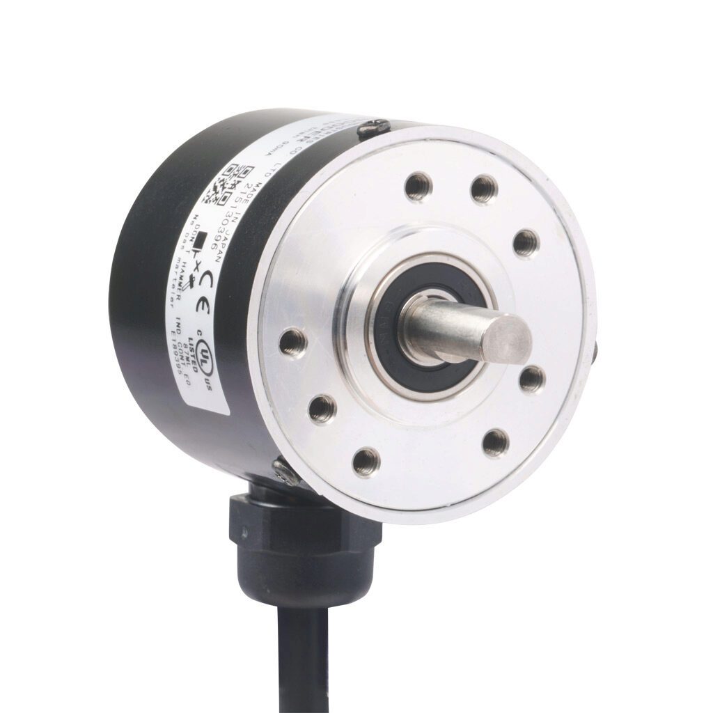 TRD-SR200AWD - JTEKT TRD-SR series incremental (quadrature) rotary encoder, 5-26 VDC, NPN open collector output, light duty, 200 ppr, 6mm solid shaft, 40mm diameter body, IP65, 6.5ft/2m cable length, radial exit, pigtail.