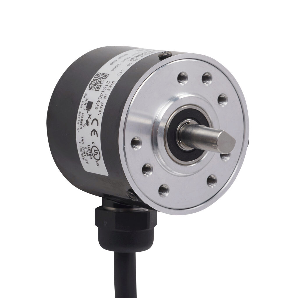 TRD-SR2500VWD - JTEKT TRD-SR series incremental (quadrature) rotary encoder, 5 VDC, line driver (differential) output, light duty, 2500 ppr, 6mm solid shaft, 40mm diameter body, IP65, 6.5ft/2m cable length, radial exit, pigtail.