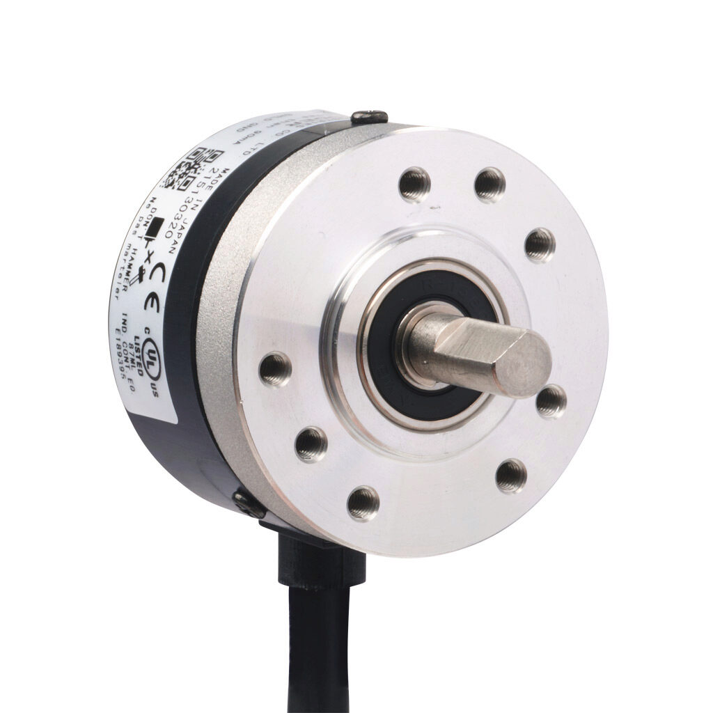 TRD-SR360VD - JTEKT TRD-SR series incremental (quadrature) rotary encoder, 5 VDC, line driver (differential) output, light duty, 360 ppr, 6mm solid shaft, 38mm diameter body, IP50, 6.5ft/2m cable length, radial exit, pigtail.