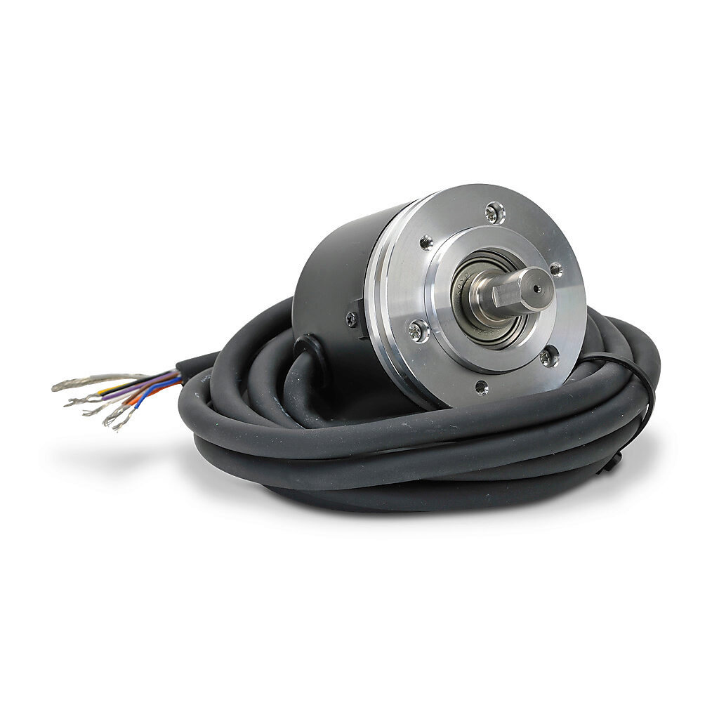 TRDA-20R1N1024VD - JTEKT TRDA-20 series incremental (quadrature) rotary encoder, 5 VDC, line driver (differential) output, medium duty, 1024 ppr, 3/8in solid shaft, 2in diameter body, IP50, 6.5ft/2m cable length, radial exit, pigtail.