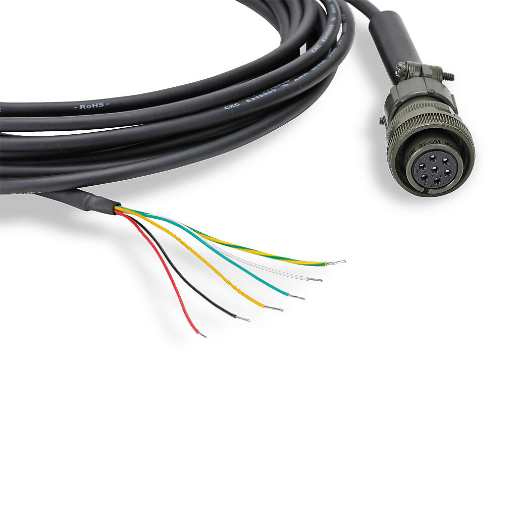 TRDA-25CBL-RZWD-20 - AutomationDirect encoder cable, 7-pin Military Style (MS) to pigtail, 20ft cable length. For use with JTEKT TRDA-25N series encoders with push-pull (totem) output.