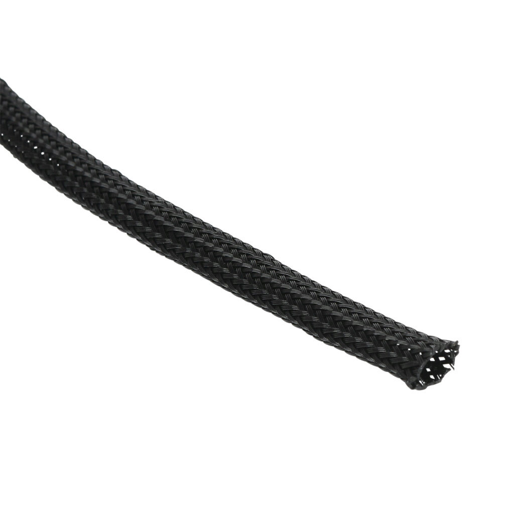 TY-5 - Iboco braided expandable sleeving, 0.19in nominal inside diameter, 0.15-0.47in stretching range, black, 325ft coil.