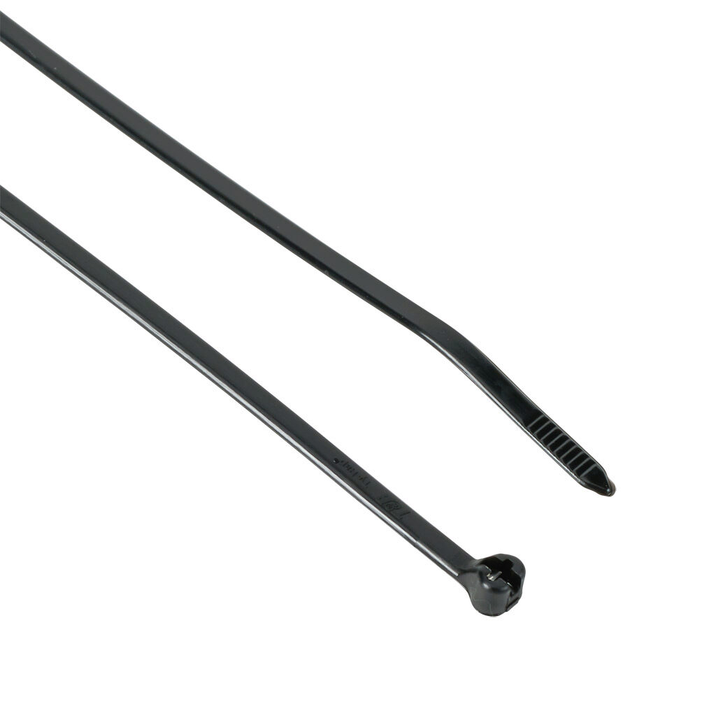 TY24MX - ABB - Thomas & Betts Ty-Rap series steel tooth cable tie, UV resistant, nylon 6.6, 5.5in length, 0.14in width, 40lb tensile strength, 1.4in maximum bundle diameter, black. Package of 1000.