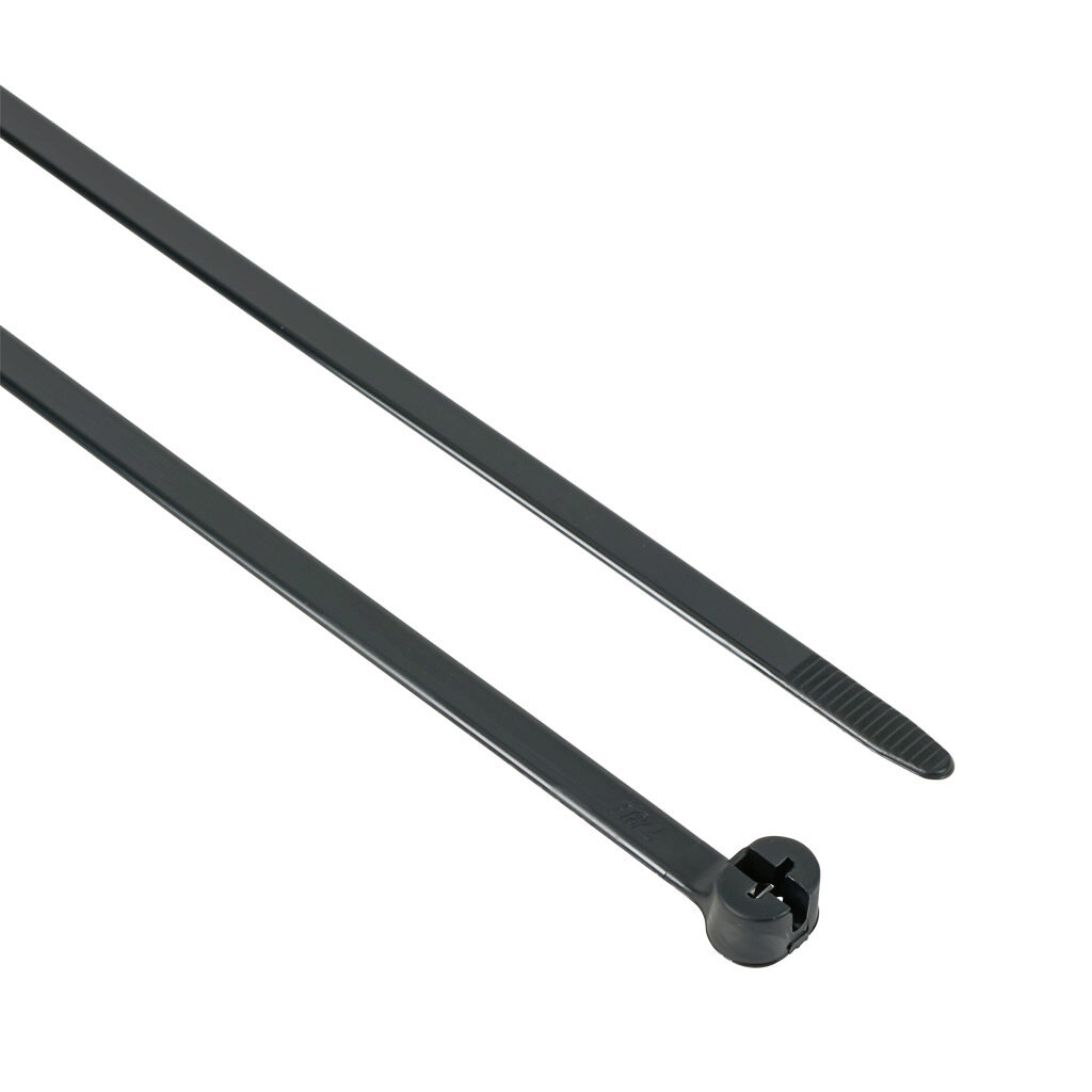 TY27MX - ABB - Thomas & Betts Ty-Rap series steel tooth cable tie, UV resistant, nylon 6.6, 13.4in length, 0.28in width, 120lb tensile strength, 4in maximum bundle diameter, black. Package of 500.