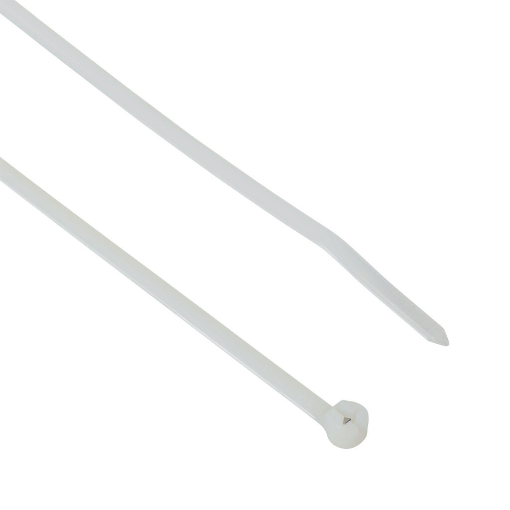 TY525M - ABB - Thomas & Betts Ty-Rap series steel tooth cable tie, general purpose, nylon 6.6, 7.3in length, 0.19in width, 50lb tensile strength, 1.9in maximum bundle diameter, natural. Package of 100.