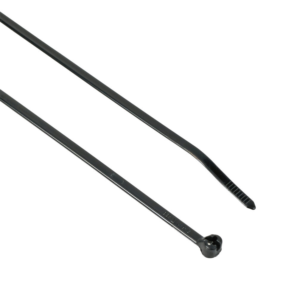 TY526MX - ABB - Thomas & Betts Ty-Rap series steel tooth cable tie, UV resistant, nylon 6.6, 11.2in length, 0.14in width, 30lb tensile strength, 3in maximum bundle diameter, black. Package of 100.