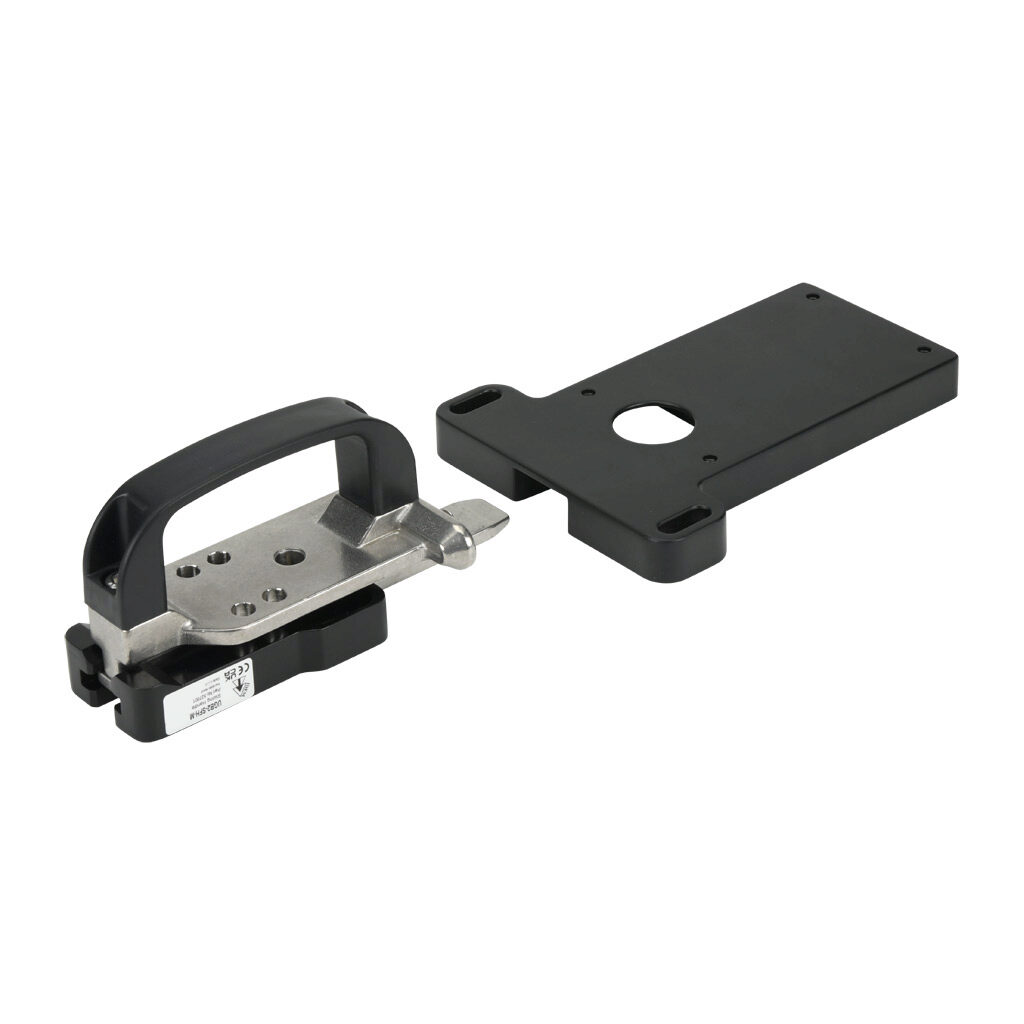 UGB2-527001 - IDEM handle and mounting plate, slide, right or left hand. For use with UGB series 2-station universal gate boxes.