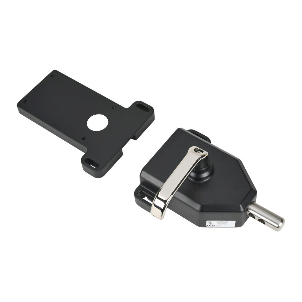 UGB2-527003-R - IDEM handle and mounting plate, rotary, right hand. For use with UGB series 2-station universal gate boxes.