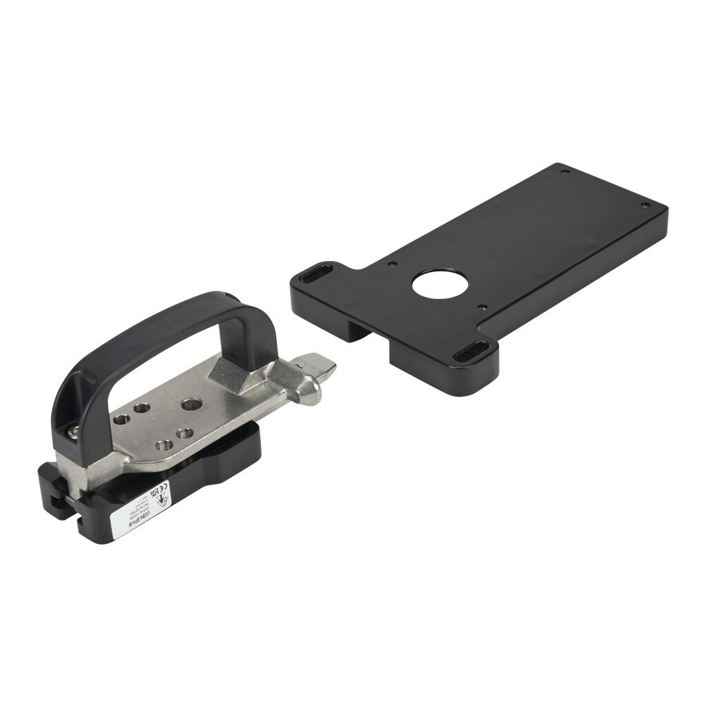 UGB4-527002 - IDEM handle and mounting plate, slide, right or left hand. For use with UGB series 4-station universal gate boxes.