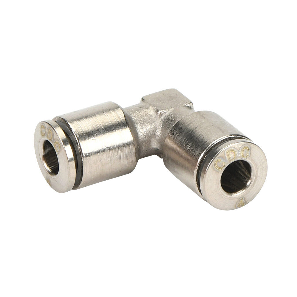 UL532-B - NITRA pneumatic push-to-connect fitting, union elbow, nickel-plated brass body, (1) 5/32in (4mm) push-to-connect to (1) 5/32in (4mm) push-to-connect. Package of 5.
