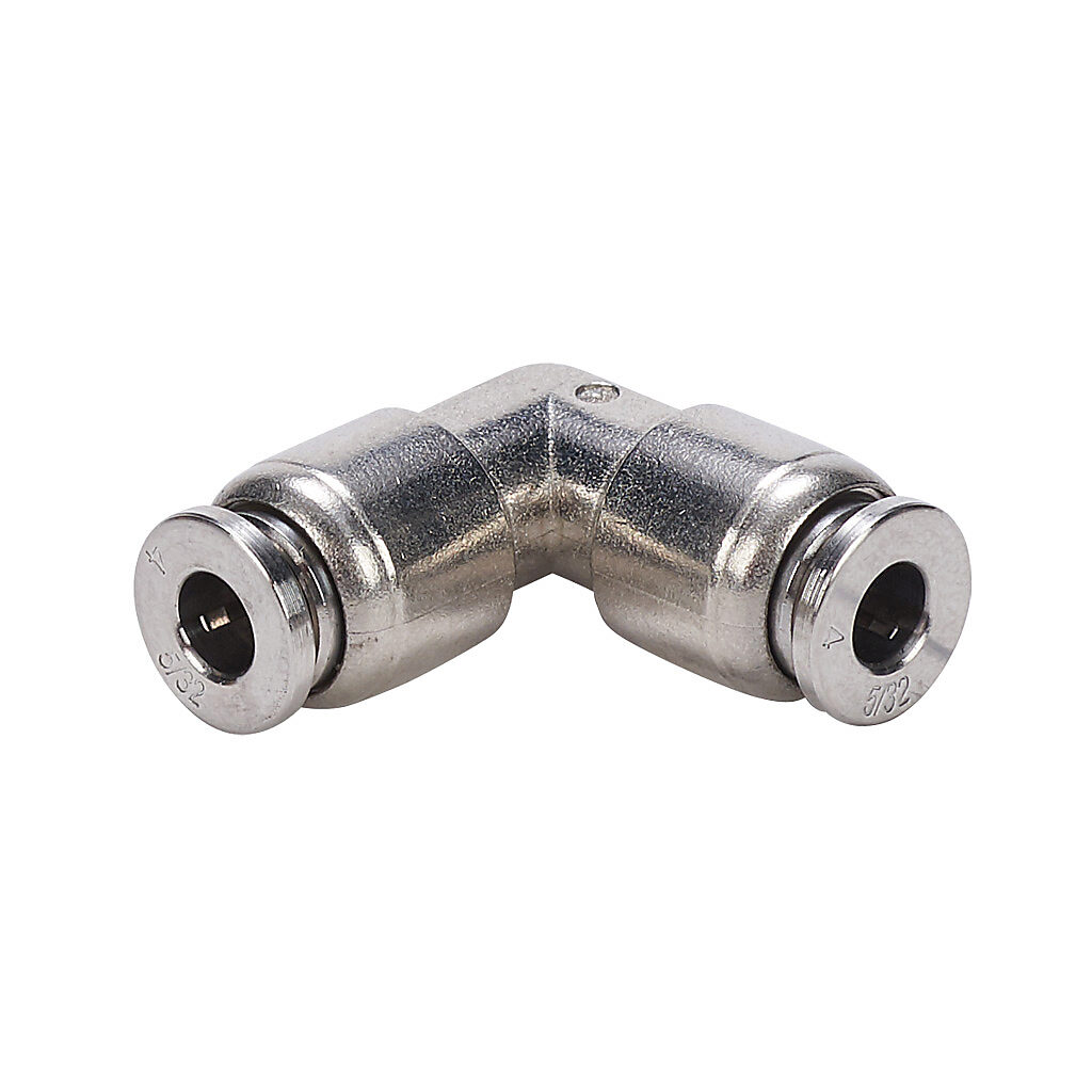 UL532-SS - NITRA pneumatic push-to-connect fitting, union elbow, 316 stainless steel body, (1) 5/32in (4mm) push-to-connect to (1) 5/32in (4mm) push-to-connect.