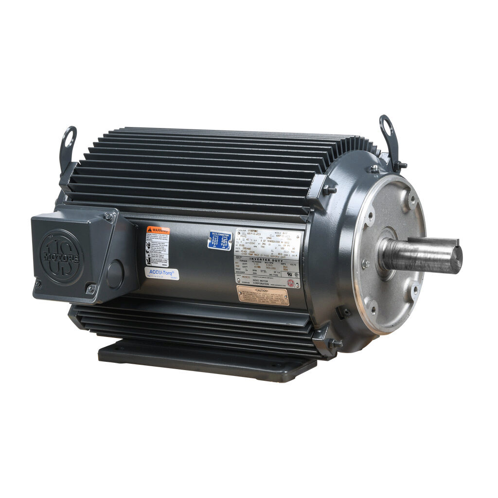AutomationDirect BV17 - U.S. MOTORS ACCU-Torq premium efficiency AC induction motor, high-performance inverter duty, 20hp, 3-phase, 230/460 VAC, 1800rpm, TENV, NEMA 256TC frame, aluminum, C-face/rigid base mount.