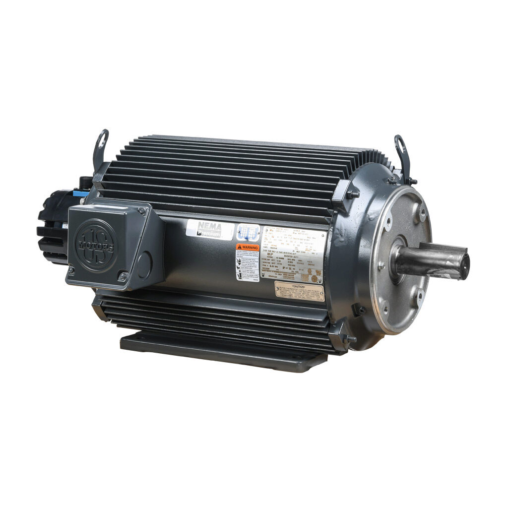 AutomationDirect JD62 - U.S. MOTORS ACCU-Torq premium efficiency AC induction motor, high-performance inverter duty, 20hp, 3-phase, 230/460 VAC, 1800rpm, TENV, NEMA 256TC frame, aluminum, C-face/rigid base mount. Avtron HS35A encoder included.