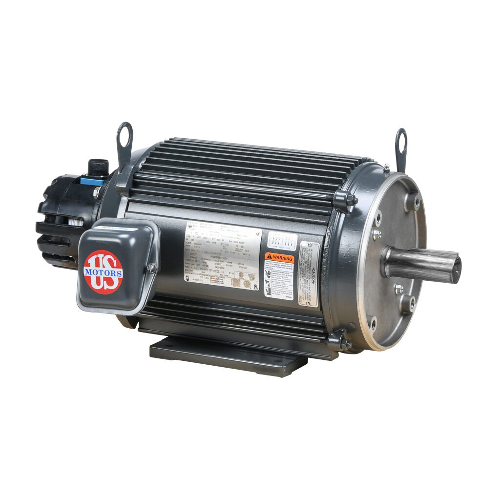 AutomationDirect JD59 - U.S. MOTORS ACCU-Torq premium efficiency AC induction motor, high-performance inverter duty, 7-1/2hp, 3-phase, 230/460 VAC, 1800rpm, TENV, NEMA 213TC frame, aluminum, C-face/rigid base mount. Avtron HS35A encoder included.
