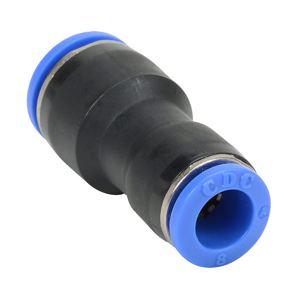 UR10M-8M - NITRA pneumatic push-to-connect fitting, union straight reducer, thermoplastic (PBT) body, (1) 10mm push-to-connect to (1) 5/16in (8mm) push-to-connect. Package of 5.