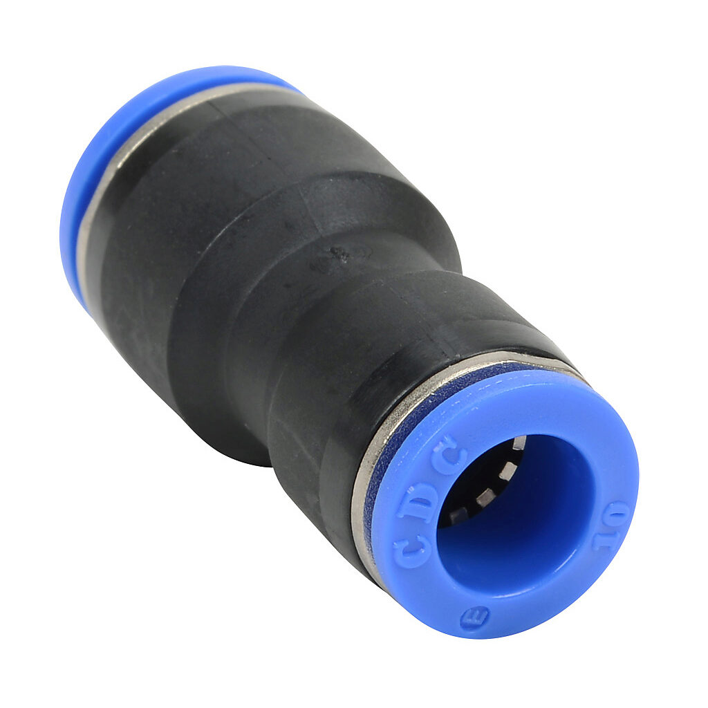 UR12M-10M - NITRA pneumatic push-to-connect fitting, union straight reducer, thermoplastic (PBT) body, (1) 12mm push-to-connect to (1) 10mm push-to-connect. Package of 5.