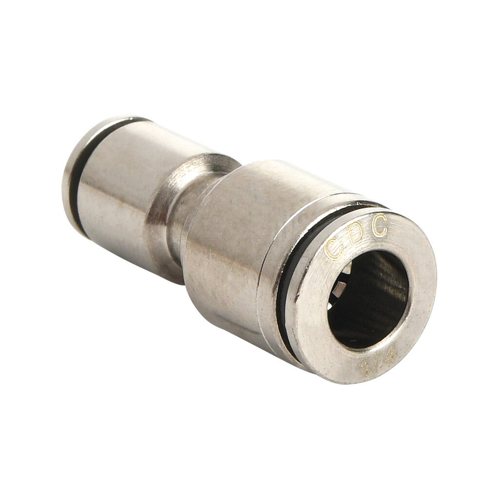UR14-532-B - NITRA pneumatic push-to-connect fitting, union straight reducer, nickel-plated brass body, (1) 1/4in push-to-connect to (1) 5/32in (4mm) push-to-connect. Package of 5.