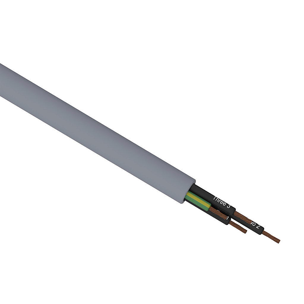 V30158-1 - Southwire flexible control cable, unshielded, 4 conductors (includes ground), 20 AWG, bare copper, PVC/Nylon conductor insulation material, black with white numbers and green/yellow ground, TPE jacket, gray, cut to length.