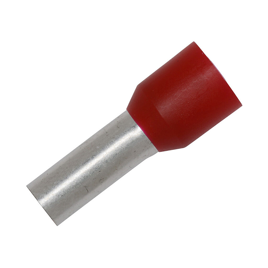 V30AE000060 - Z+F ferrule, 8 AWG, red, follows DIN standard, 12mm ferrule length. Package of 100.