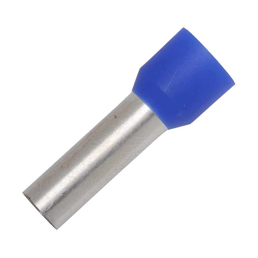 V30AE000063 - Z+F ferrule, 6 AWG, blue, follows DIN standard, 18mm ferrule length. Package of 100.