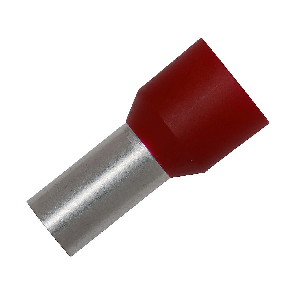 V30AE000067 - Z+F ferrule, 2 AWG, red, follows DIN standard, 16mm ferrule length. Package of 50.