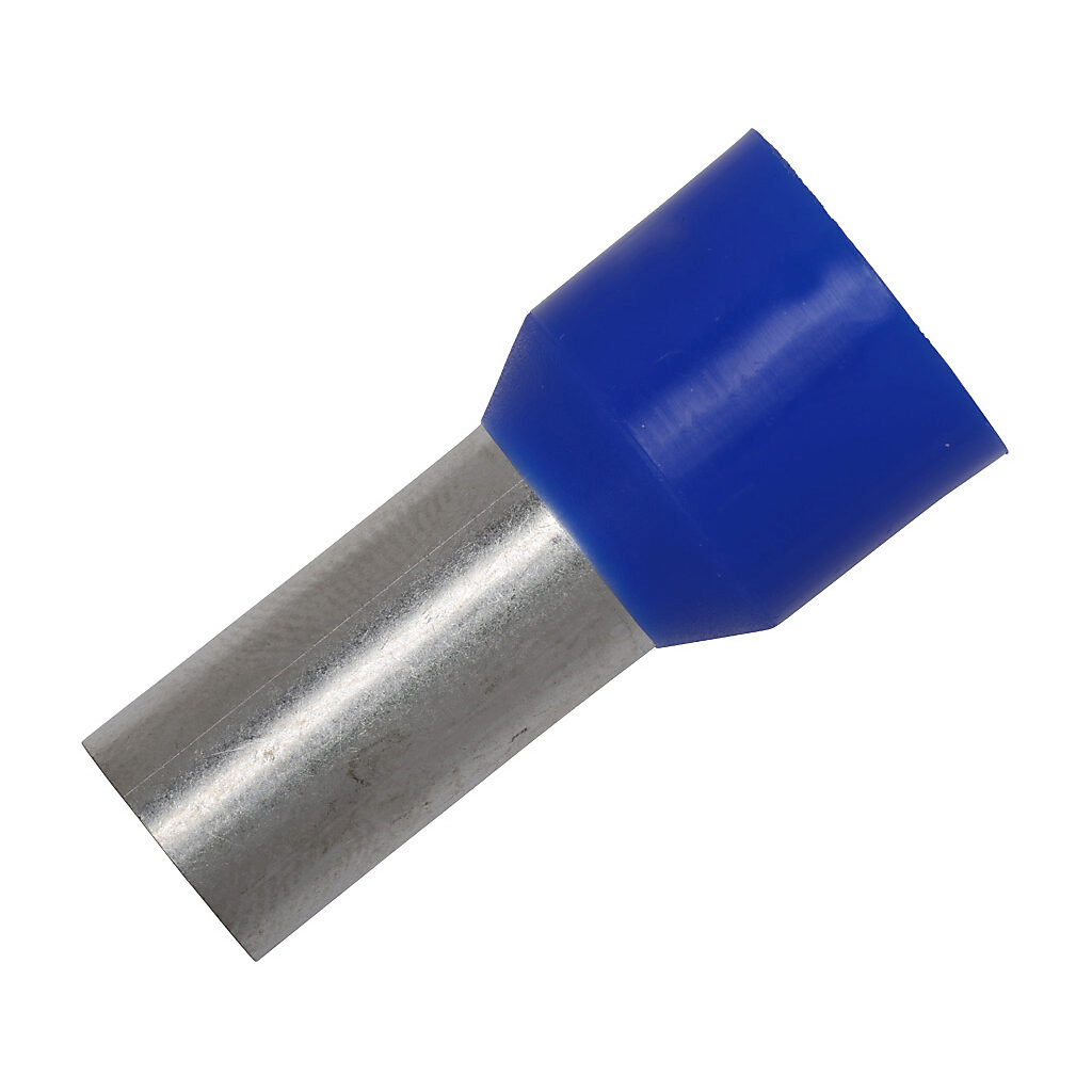 V30AE000070 - Z+F ferrule, 1/0 AWG, blue, follows DIN standard, 20mm ferrule length. Package of 50.