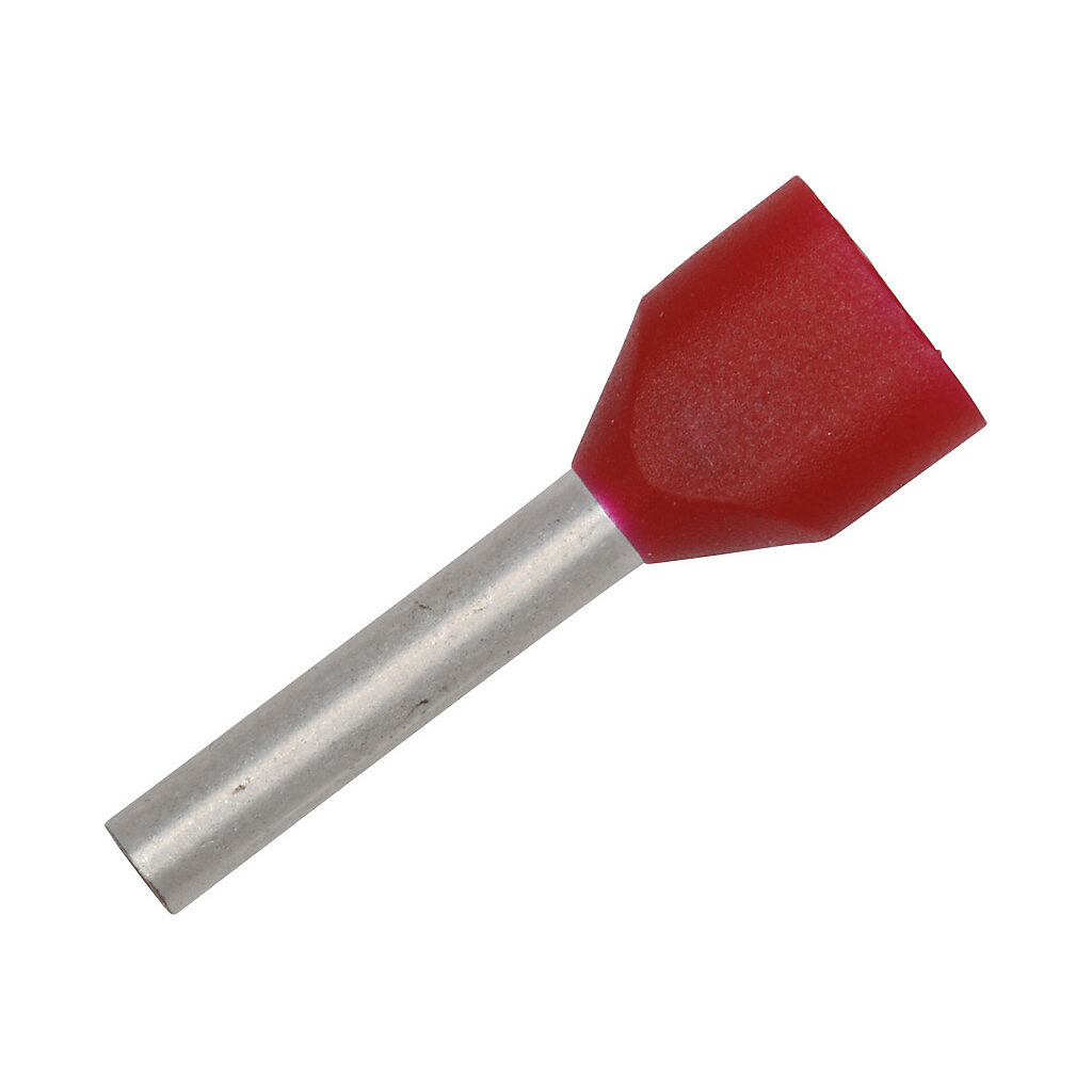 V30AE000736 - Z+F ferrule, 18 AWG, red, 2-wire, follows DIN standard, 12mm ferrule length. Package of 500.