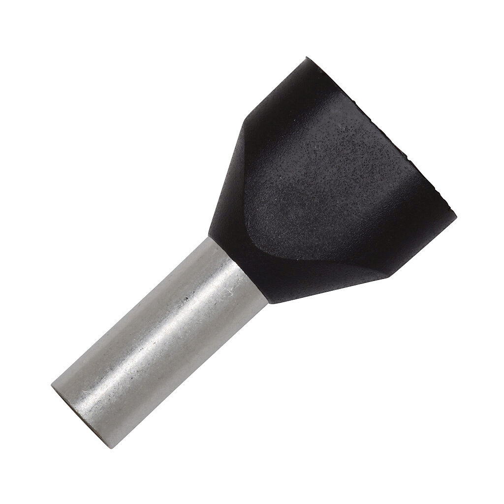 V30AE001139 - Z+F ferrule, 10 AWG, black, 2-wire, 12mm ferrule length. Package of 100.