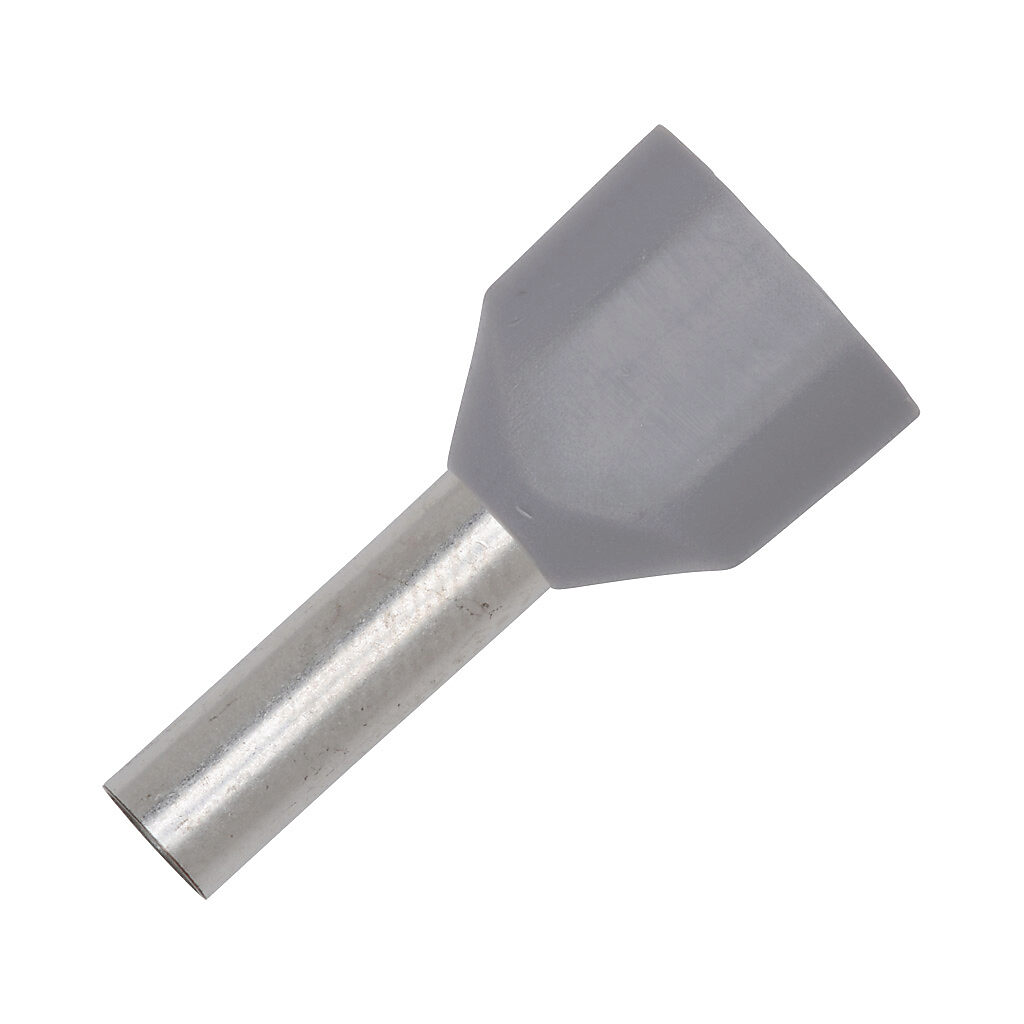 V30AE001148 - Z+F ferrule, 12 AWG, gray, 2-wire, follows DIN standard, 12mm ferrule length. Package of 100.
