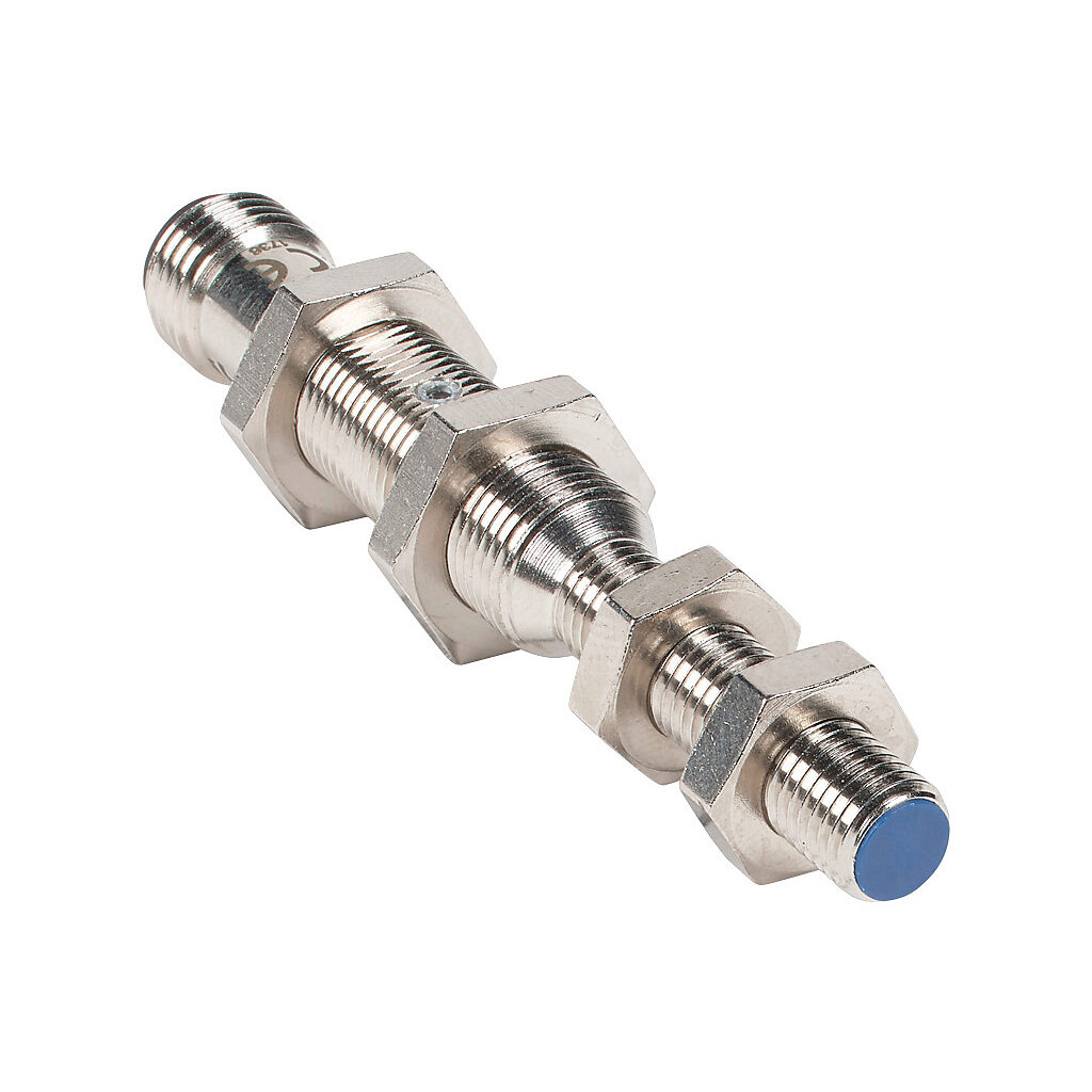 V3E1-R0-3Q - Micro Detectors inductive proximity sensor, tubular, 8mm diameter x 82mm body, nickel-plated brass housing, N.O. (VAC) or N.O./N.C. (VDC) output, 2mm sensing distance, flush, 25 Hz (AC)/900 Hz (DC) switching frequency, IP67, 1/2in - 2...