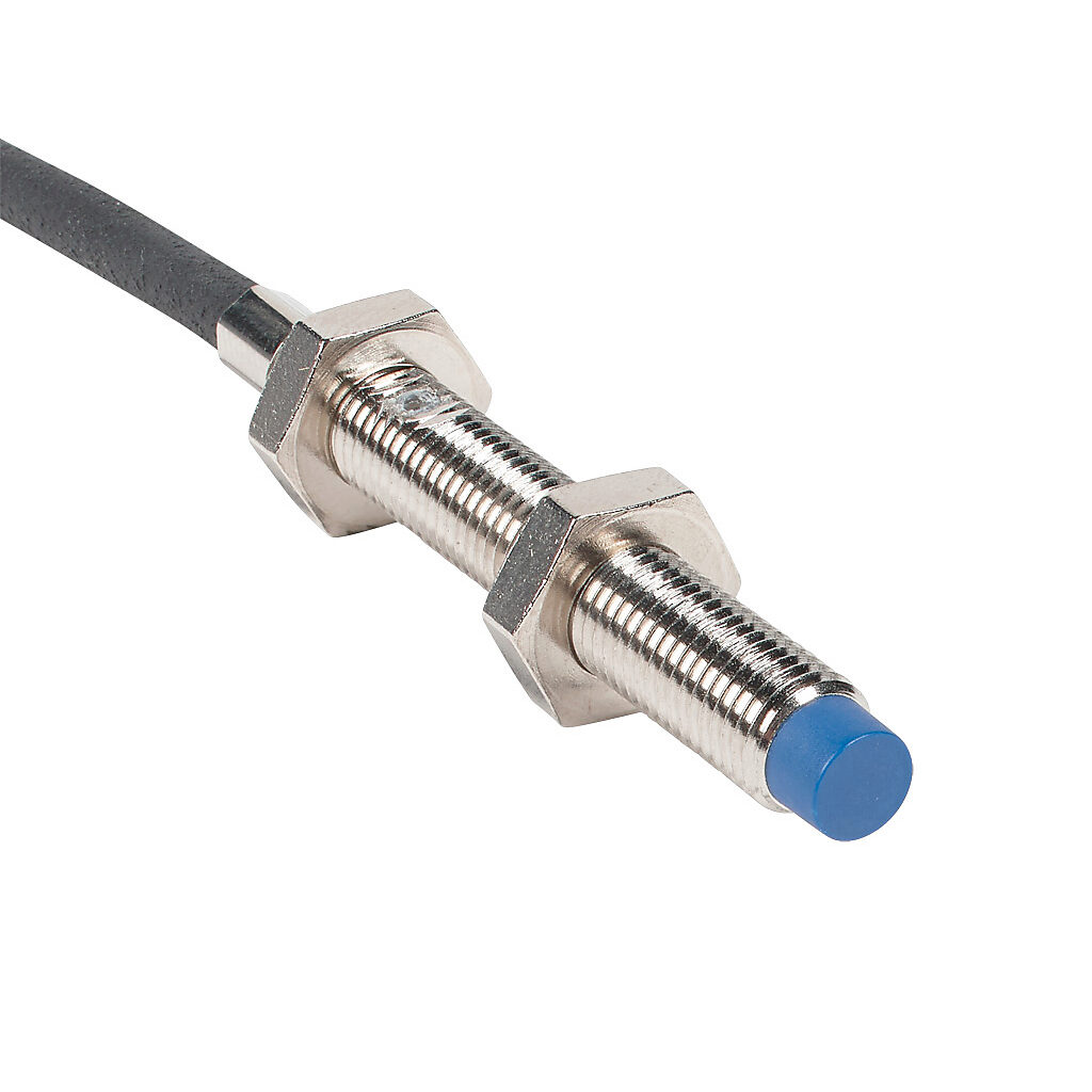 V3E1-R0-4A8F - Micro Detectors inductive proximity sensor, tubular, 8mm diameter x 62mm body, nickel-plated brass housing, N.O. output, 4mm sensing distance, non-flush, 25 Hz (AC)/750 Hz (DC) switching frequency, IP67, pigtail.