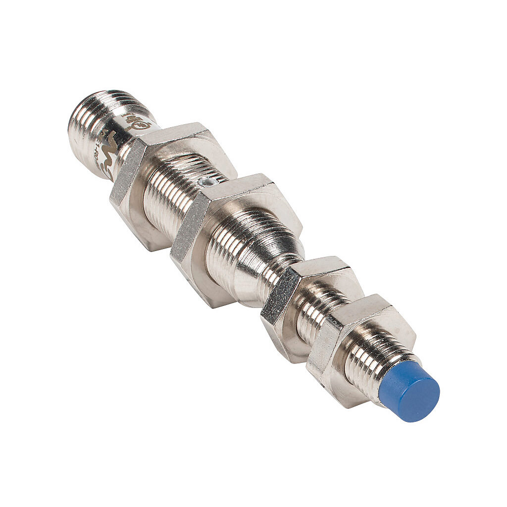 V3E1-S0-4Q - Micro Detectors inductive proximity sensor, tubular, 8mm diameter x 82mm body, nickel-plated brass housing, N.C. (VAC) or N.O./N.C. (VDC) output, 4mm sensing distance, non-flush, 25 Hz (AC)/750 Hz (DC) switching frequency, IP67, 1/2in...