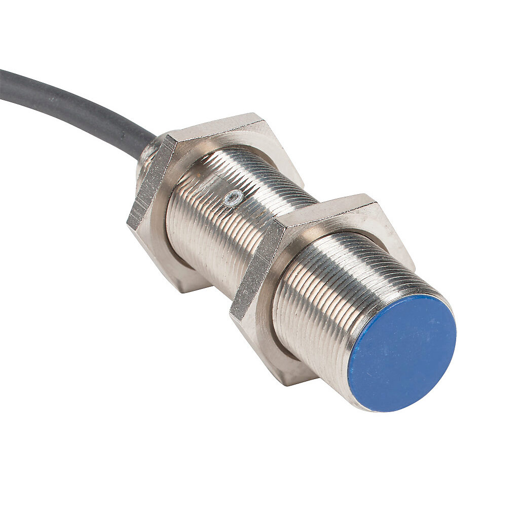 V3K1-R0-3A8F - Micro Detectors inductive proximity sensor, tubular, 18mm diameter x 60mm body, nickel-plated brass housing, N.O. (VAC) or N.O./N.C. (VDC) output, 6mm sensing distance, flush, 25 Hz (AC)/600 Hz (DC) switching frequency, IP67, pigtail.