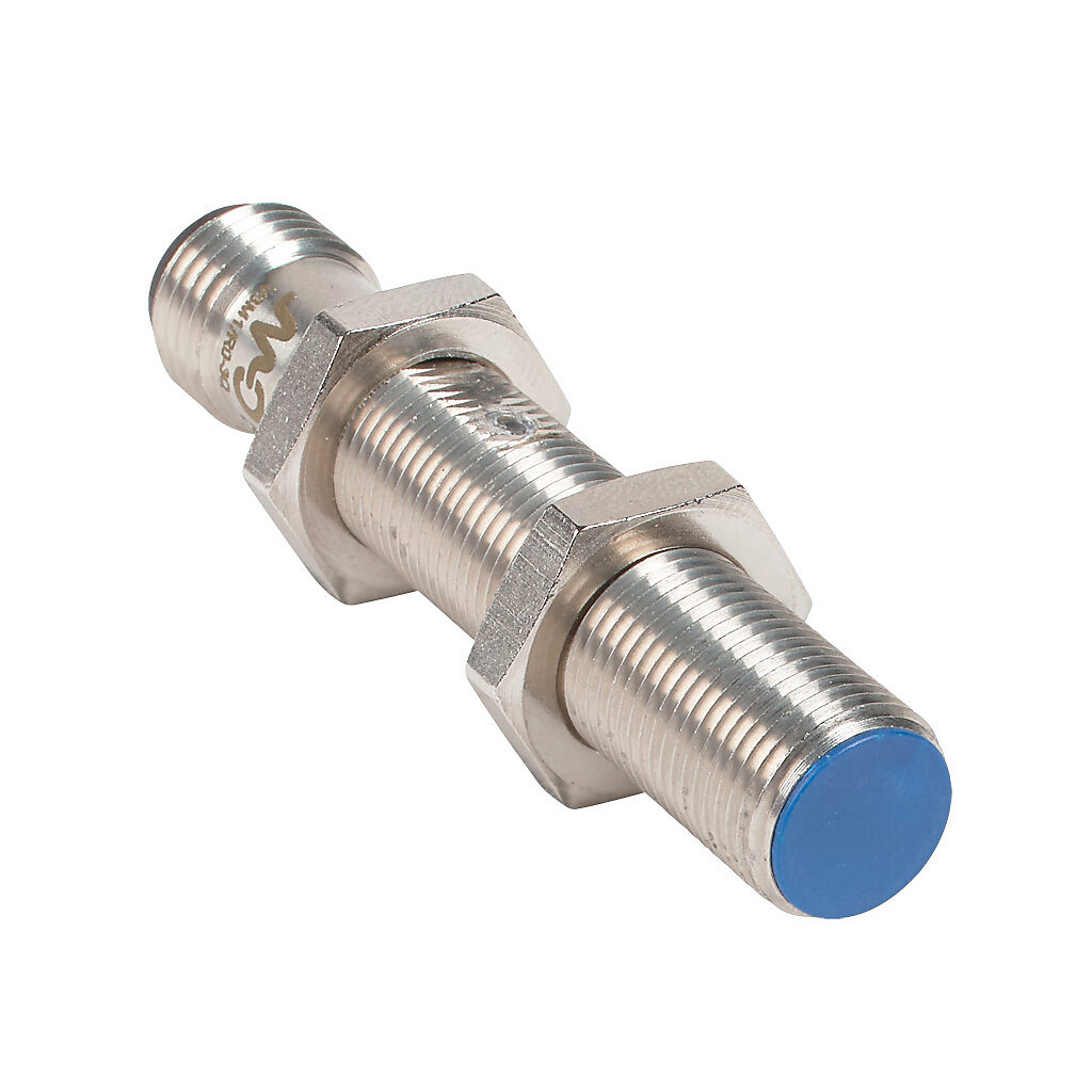 V3M1-R0-3Q - Micro Detectors inductive proximity sensor, tubular, 12mm diameter x 65mm body, nickel-plated brass housing, N.O. (VAC) or N.O./N.C. (VDC) output, 4mm sensing distance, flush, 25 Hz (AC)/750 Hz (DC) switching frequency, IP67, 1/2in - ...