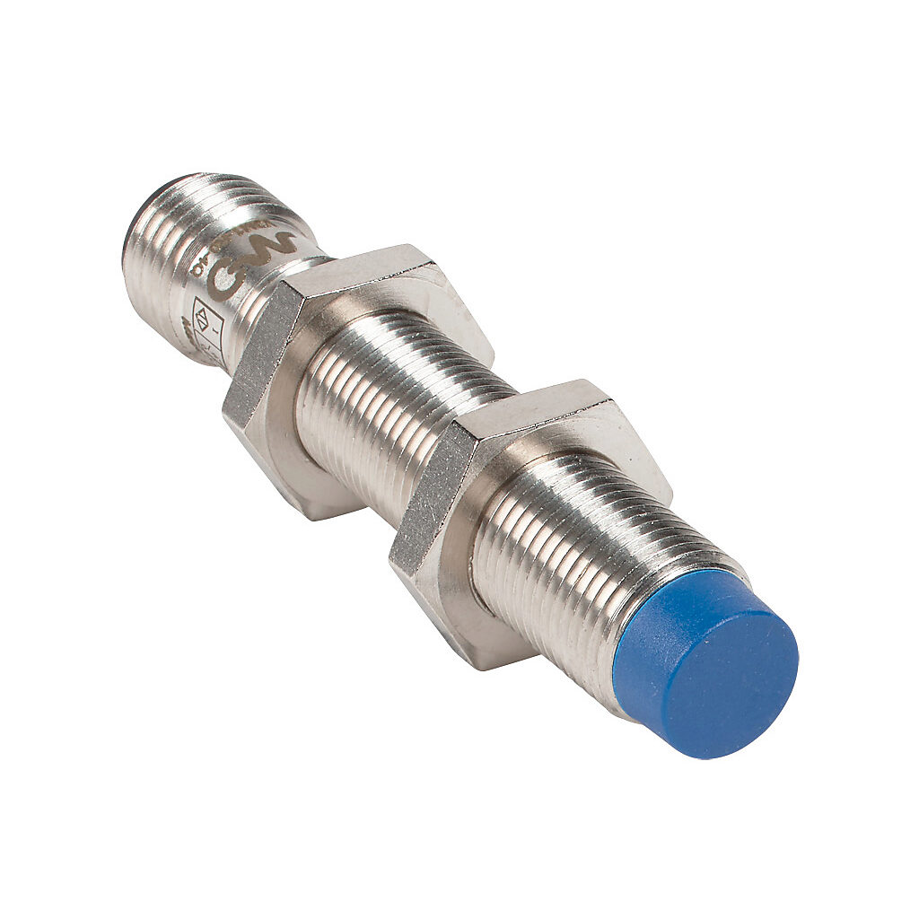 V3M1-R0-4Q - Micro Detectors inductive proximity sensor, tubular, 12mm diameter x 65mm body, nickel-plated brass housing, N.O. (VAC) or N.O./N.C. (VDC) output, 6mm sensing distance, non-flush, 25 Hz (AC)/500 Hz (DC) switching frequency, IP67, 1/2i...