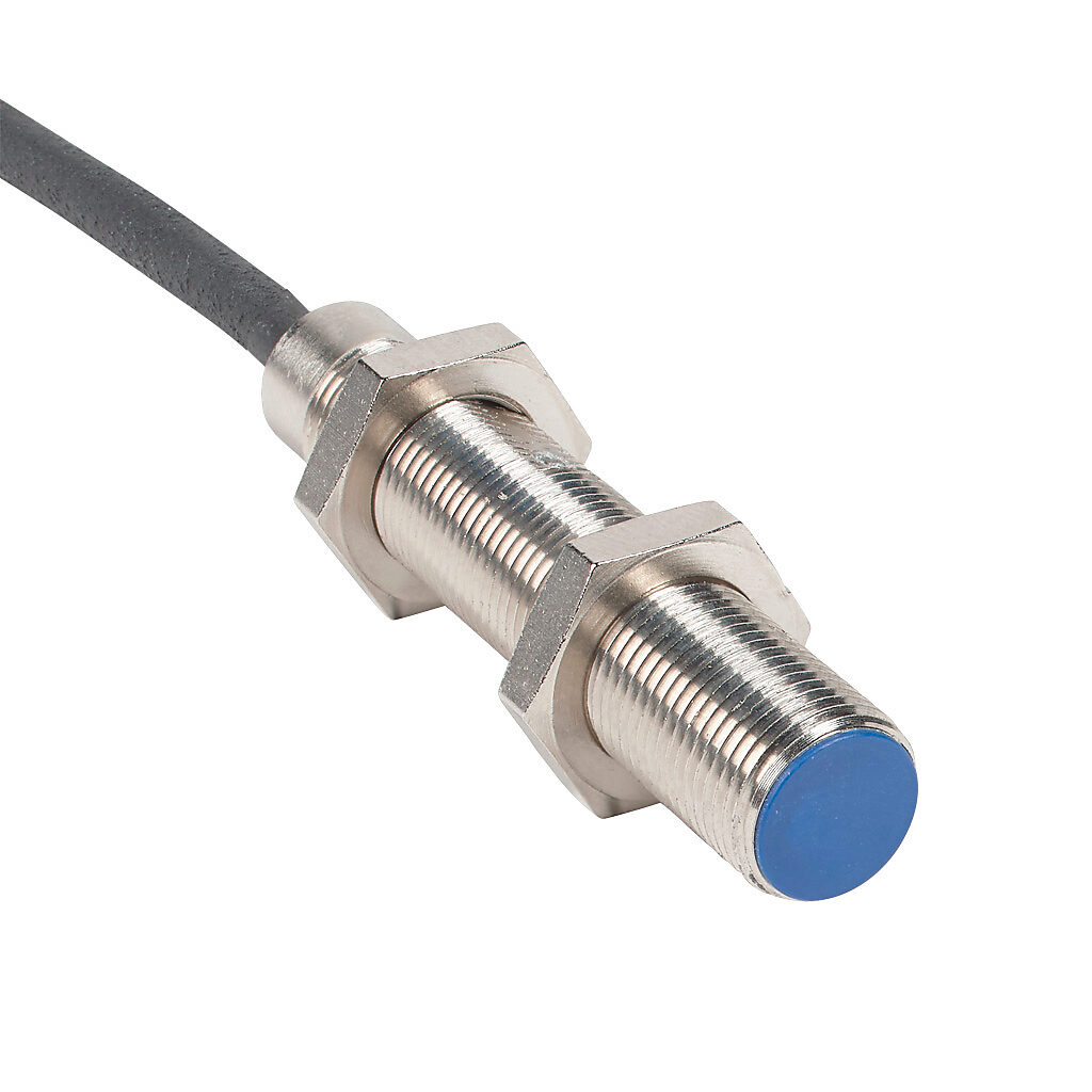 V3M1-S0-3A8F - Micro Detectors inductive proximity sensor, tubular, 12mm diameter x 60mm body, nickel-plated brass housing, N.C. (VAC) or N.O./N.C. (VDC) output, 4mm sensing distance, flush, 25 Hz (AC)/750 Hz (DC) switching frequency, IP67, pigtail.