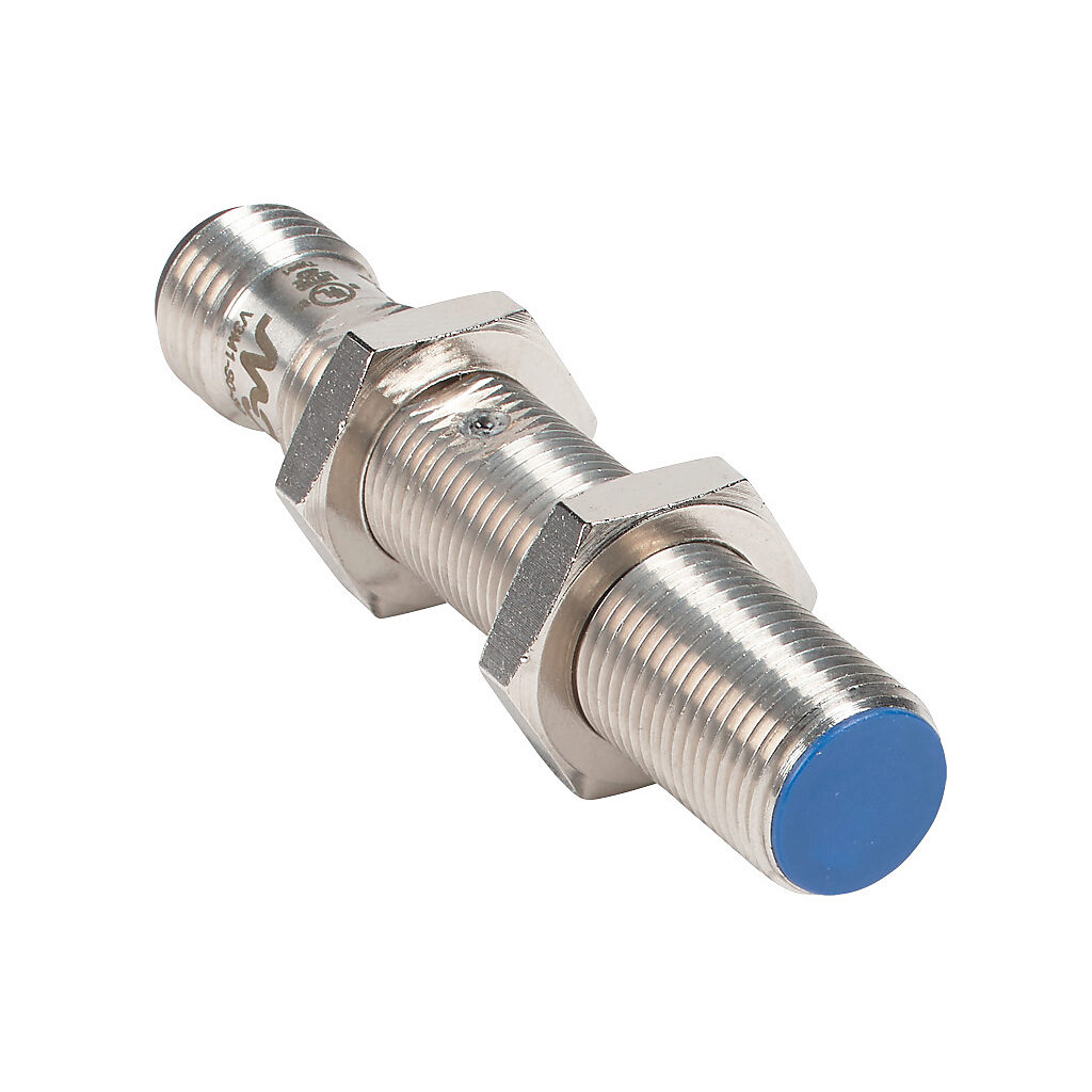 V3M1-S0-3Q - Micro Detectors inductive proximity sensor, tubular, 12mm diameter x 65mm body, nickel-plated brass housing, N.C. (VAC) or N.O./N.C. (VDC) output, 4mm sensing distance, flush, 25 Hz (AC)/750 Hz (DC) switching frequency, IP67, 1/2in - ...