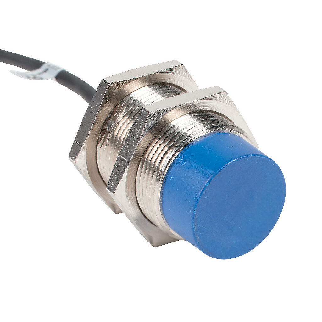 V3T1-R0-4A8F - Micro Detectors inductive proximity sensor, tubular, 30mm diameter x 55mm body, nickel-plated brass housing, N.O. (VAC) or N.O./N.C. (VDC) output, 18mm sensing distance, non-flush, 25 Hz (AC)/190 Hz (DC) switching frequency, IP67, p...