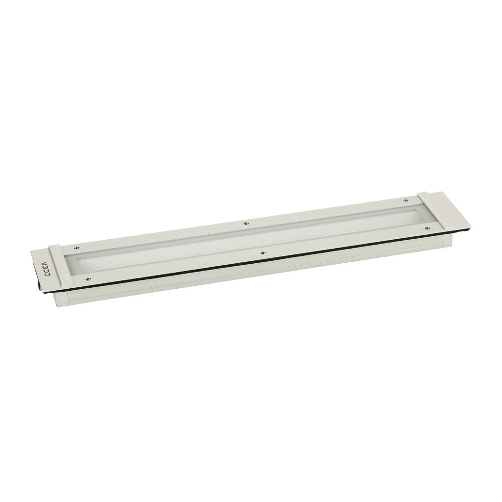 VE0321S02 - CCEA VEGA series LED light bar, 466mm length, 24 VDC operating voltage, daylight white, 5000K, 19.5W, 3300 lm, recessed mount, 4-pin M12 quick-disconnect, anodized aluminum body, IP67.