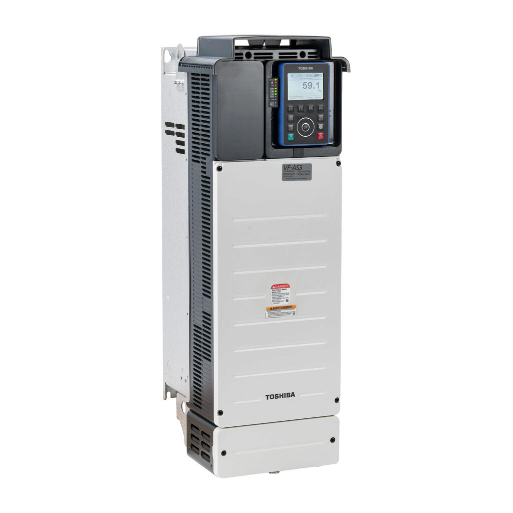 VFAS3-4300PC - Toshiba AS3 series AC high-performance drive, UL Type 1, 460 VAC, 40hp with 3-phase input, V/Hz, FOC, encoder or torque mode, A4 frame, Ethernet and RS-485, integrated dynamic braking. Optional EtherCAT, encoder and I/O cards availa...