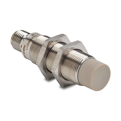 VFK1-A0-2M - AutomationDirect inductive proximity sensor, tubular, 18mm diameter x 70mm body, 316L stainless steel housing, N.O. output, 12mm sensing distance, non-flush, 25 Hz (AC)/300 Hz (DC) switching frequency, IP68 IP69K, 1/2in - 20UNF thread.