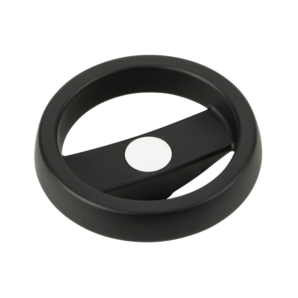 VRTP-125-A38 - Elesa handwheel, spoked, 5in diameter, 3/8in bore, polypropylene, matte black.