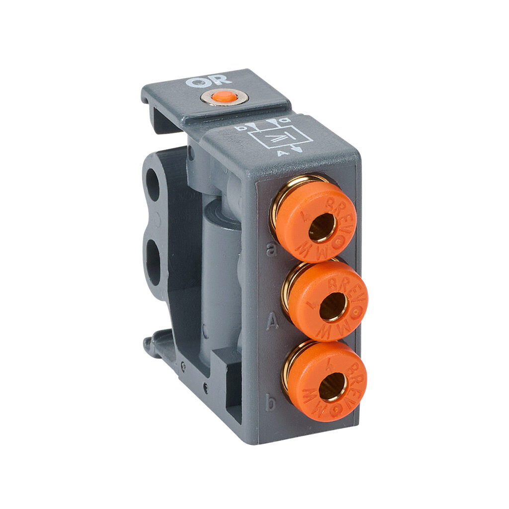 W3604000001 - Metal Work OR logic element valve, 3-port (3-way), 2-position, double air pilot, 5/32in (4mm) push-to-connect outlet(s), (2) 5/32in (4mm) push-to-connect pilot(s), Cv=0.1.