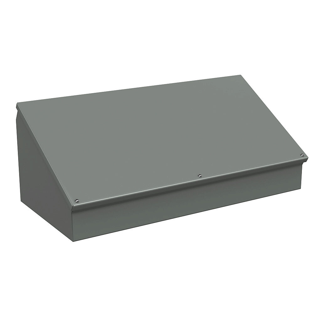 WC12C24 - Wiegmann operator consolet, NEMA 12/13, 12 x 24 x 9in (HxWxD), desktop or pedestal mount, carbon steel, ANSI 61 gray, powder coat finish.