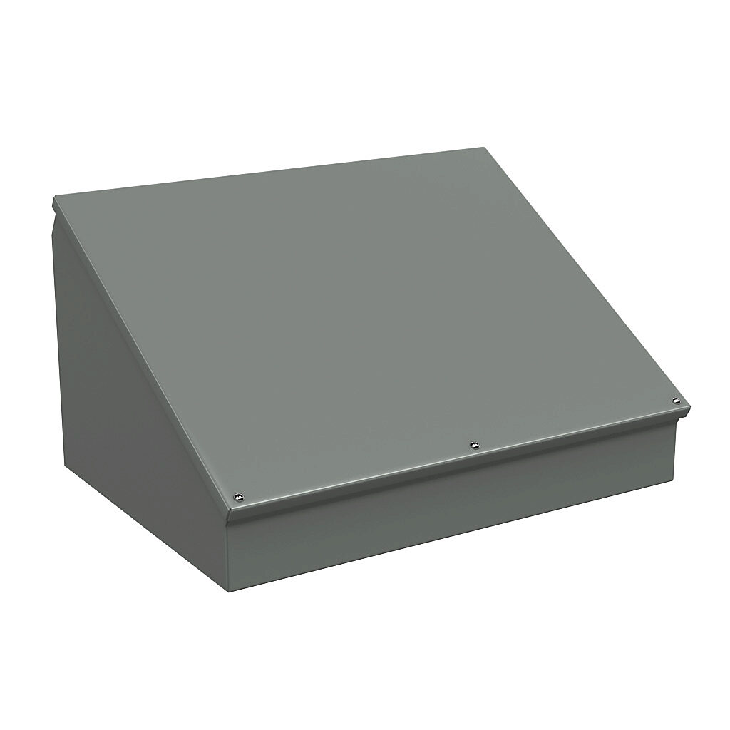 WC16C20 - Wiegmann operator consolet, NEMA 12/13, 16 x 20 x 11in (HxWxD), desktop or pedestal mount, carbon steel, ANSI 61 gray, powder coat finish.