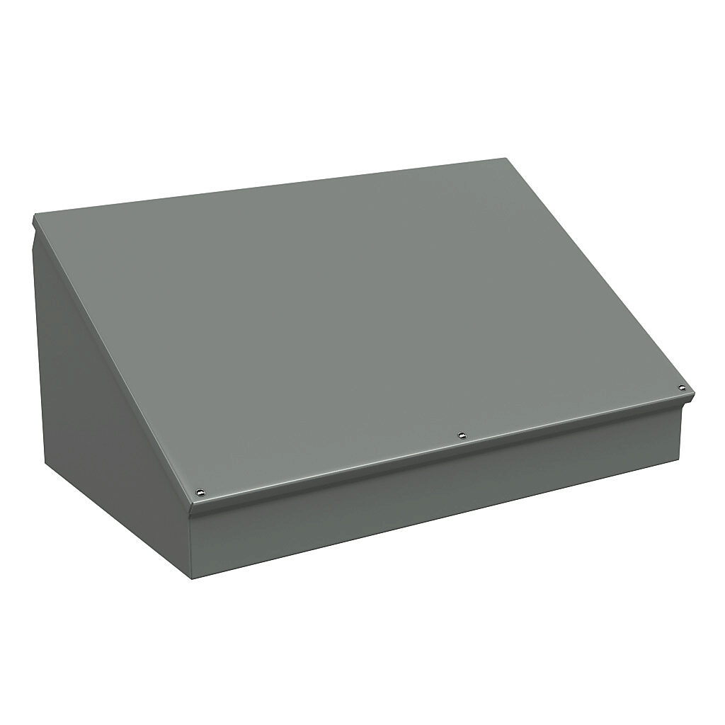 WC16C24 - Wiegmann operator consolet, NEMA 12/13, 16 x 24 x 11in (HxWxD), desktop or pedestal mount, carbon steel, ANSI 61 gray, powder coat finish.