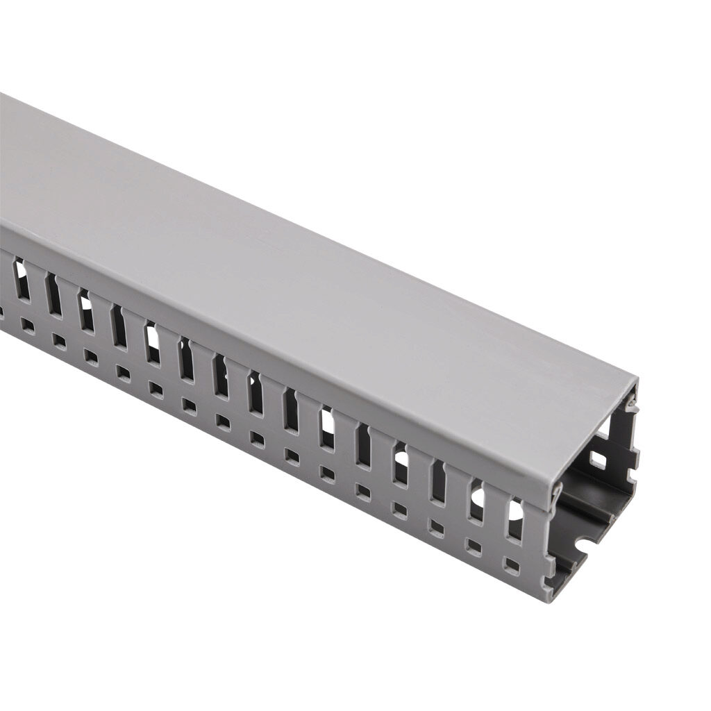 WDN-1515G-1 - AchieVe WDN series open slot narrow finger wire duct, 1.5in width, 1.5in height, 6.5ft/2m length, gray. Cover included.