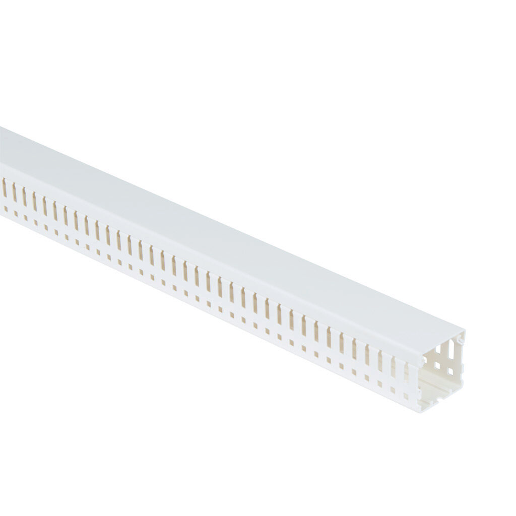 WDN-1515W-1 - AchieVe WDN series open slot narrow finger wire duct, 1.5in width, 1.5in height, 6.5ft/2m length, white. Cover included.