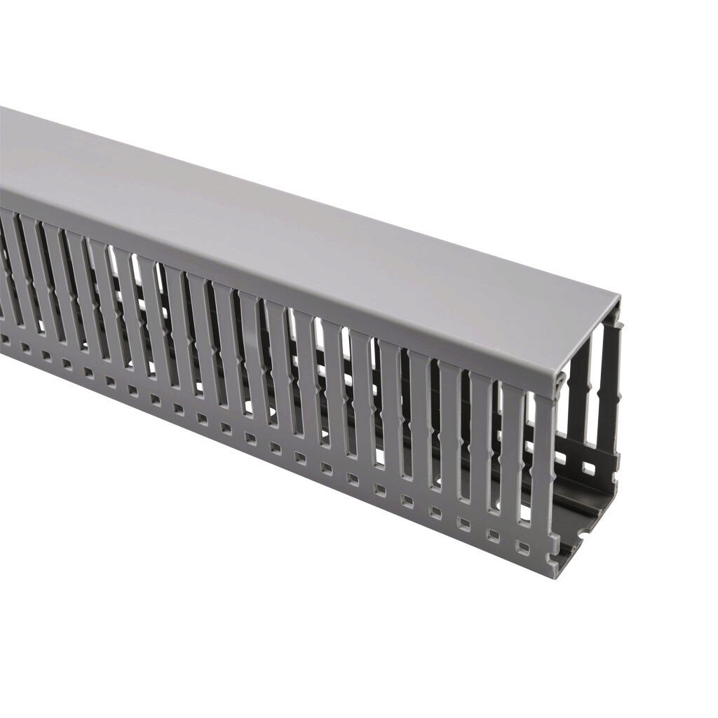 WDN-1530G-1 - AchieVe WDN series open slot narrow finger wire duct, 1.5in width, 3in height, 6.5ft/2m length, gray. Cover included.